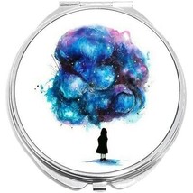 Girl Blue Purple Cloud Chaos Compact with Mirrors - for Pocket or Purse - $11.76