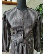 Herman Marcus Women&#39;s Black Striped LongSleeve Vintage Knee Length Dress... - $42.39 CAD