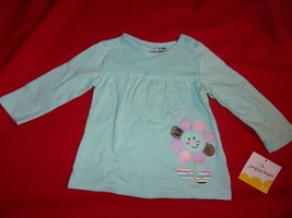 Jumping Beans Blue Long Sleeve Top Baby Girls 6-9 M0 NEW W/T - £6.28 GBP