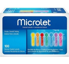 Microlet Colored Lancets 100 Each 28G Simple Smooth Expires 09/27 - $13.10