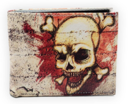 Men&#39;s Bifold Evil Skull Printed Wallet in Gift BOX Money ID Holder - £9.32 GBP