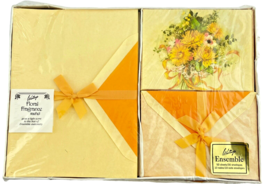 Whiting&#39;s Stationery Deluxe Ensemble Vintage Floral Spring Bouquet Yellow - £27.83 GBP