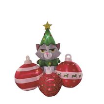Celebrations Christmas Grumpy Cat with Ornaments and String Lights 6 ft.... - $179.94 CAD