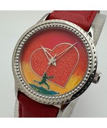 Retro ARJANG Quartz Watch USPS Women 50m Silver Red Leather Heart Dial N... - $23.74