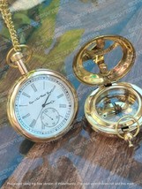 Set of Brass Elgin Pocket Watch &amp; Push Button Sundial Compass Watch. - £15.09 GBP+