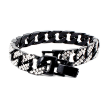 Mens Womens CZ Miami Cuban Link Hip Hop Iced Out Curb Cuban Bracelet with Clear - $30.81