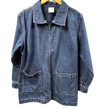 VTG 90&#39;s CHIC Jean Denim Jacket Women M Blue Full Zip Front Pockets Cott... - $36.44