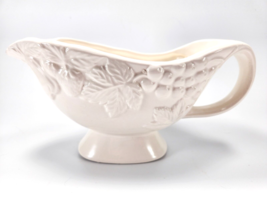 Himark Orchard Gravy Boat 16oz White Ceramic Embossed Fruit Vintage Japan - £25.57 GBP