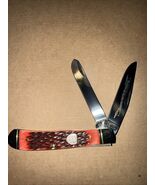 FROST FAMILY SERIES POCKET KNIFE 4 1/4" CLOSED TRAPPER SMOOTH RED BROWN ... - $19.79