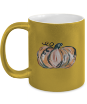 Pumpkin Fall Mugs Orange Pumpkin, Thanksgiving, Halloween Gold-M-Mug  - £14.13 GBP