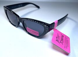 NEW BETSEY JOHNSON Cat Eye Black Rhinestone BJ26764 Sunglasses + Case - $39.99