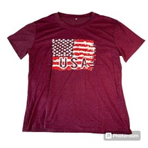 Unbranded Shirt Women&#39;s 2XL Red American Flag Short Sleeve Crew Neck Top - $13.98