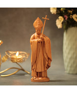 Pope Saint John Paul II Wooden Statue Holy Figurine Religious Decoration - £54.80 GBP