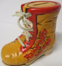 Vintage Enesco Ceramic Boot Money Piggy Bank Laced Shoe Rainy Day Savings ~874A - £10.93 GBP
