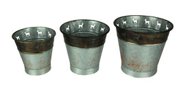 Zeckos Rustic Metal Deer Cutouts Primitive Bucket Set of 3 - £20.08 GBP