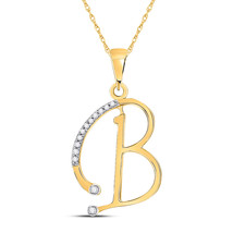 10kt Yellow Gold Womens Round Diamond B Initial Letter Pendant 1/12 Cttw - £150.67 GBP