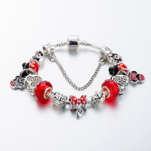 and Charm Bracelet for Women Girls Red Crystal Beads Bracelet Femme Brand Annapa - £12.09 GBP