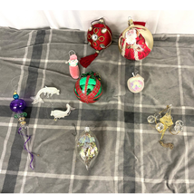 Lot of 10 Christmas Ornaments Glass Koi Fish Apple Chandelier Santa Blown Icicle - £27.60 GBP