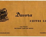 Davora Coffee Cafe Menu East Colorado Blvd Pasadena California 1950&#39;s - £37.65 GBP