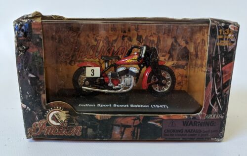 2005 New Ray 1:32 Scale 1947 INDIAN Sport Scout Babber Toy Motorcycle in Case - $10.00
