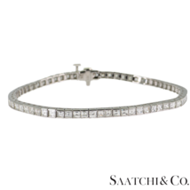 14K (585) White Gold Asscher Cut Bracelet - Natural White VVS-VS Diamond Tennis - £4,366.19 GBP