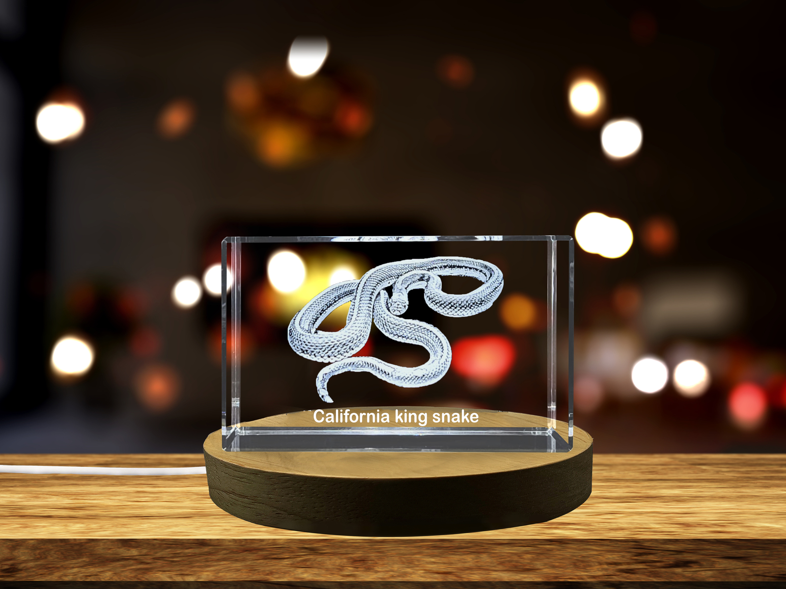 LED Base included | Captivating 3D Engraved Crystal | California King Snake