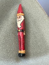 Thin Faux Carved Wood Red Santa Claus Resin Christmas Holiday Brooch Pin - - £8.92 GBP