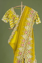 Super Soft Jacquard Silk Saree with Heavy Embroidery Sequins Work || C Cut Pallu - £65.79 GBP