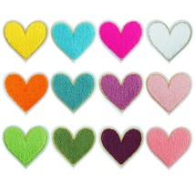 12 Pcs Heart Iron On Patch Chenille Patches Embroidery Patch Sew On Patches For  - £15.97 GBP