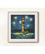 Starry Night cross stitch lighthouse pattern pdf - Starry night cross st... - $12.69