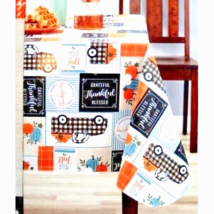 Harvest Patchwork Vinyl Tablecloth Pumpkin Truck 60 x 84-in Fall Holiday... - $18.97