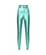 Aqua Electric Neon High Waist Zip Up Front and Back Pockets Stretch Penc... - $68.95