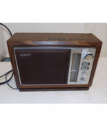 Vintage 1980's Sony ICF-9740W AM/FM Table Top Radio Wood Grain Veneer Works - $34.28