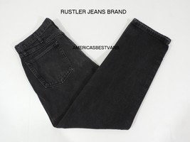 RUSTLER MEN&#39;S BLACK DENIM JEAN PRE-OWNED SIZE 36 X 30 REGULAR FIT VINTAGE - $257.30 MXN