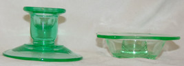 Uranium Vaseline Glass Candle Stick Holders Lot of 2 - $45.54