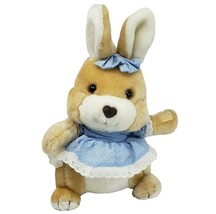 Vintage Wang&#39;s Intl Brown Bunny Rabbit Heart Nose Stuffed Animal Plush Toy Dress - £36.78 GBP