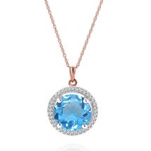 Galaxy Gold GG 14k 24&quot; Rose Gold Victorian Style Genuine Diamonds &amp; Blue Topaz P - £567.93 GBP