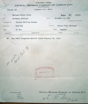 Vintage Crystal Refining Company Of Carson City MI Purchase Order 1947 - $75.84 MXN