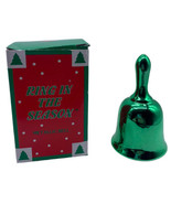 Vintage 1980s Christmas Bell Metallic Green Ring in the Season Russ Berr... - $13.36