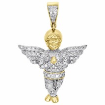 1.50 Karat Künstlicher Diamant Betend Engel Charm Anhänger 10K Gelb Vergoldet - £139.40 GBP