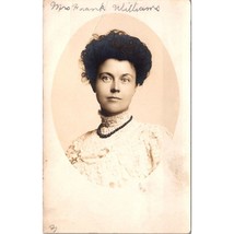Antique AZO RPPC Portrait Postcard, Victorian Woman in Lace Black Pearls - £11.42 GBP