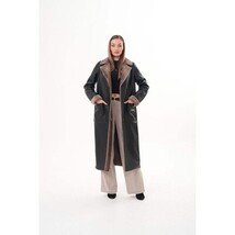 Vinci The Florence Long Shearling Black Leather Women Jacket image 4