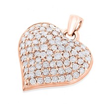 2.25Ct Real Moissanite Prong Set Puffed Heart Charm Pendant 14k Rose Gold Plated - £77.33 GBP