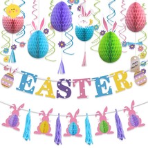 Easter Decorations Bunny Egg Hanging Swirl Banner Party Decorations For ... - £19.17 GBP