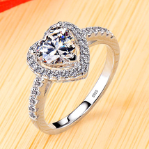 Luxury Classic 18K White Gold Color Ring Solitaire 2 Carat Zirconia Ring... - £14.21 GBP