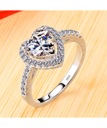 Luxury Classic 18K White Gold Color Ring Solitaire 2 Carat Zirconia Ring... - $17.99