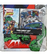 Marvel Comics Twin Sheet Set Includes Flat &amp; Fitted Sheets &amp; Pillowcase ... - $19.20
