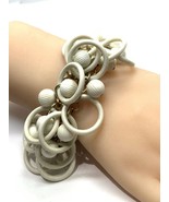 Vintage 60&#39;s White &amp; Gold Napier Hoop-Loop and Ball Bracelet; signed 7.5” - $68.06 CAD