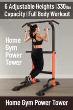 Adjustable Power Tower Pull Up Dip Station Home Gym Fitness Equipment 33... - $152.54 CAD