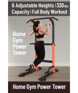 Adjustable Power Tower Pull Up Dip Station Home Gym Fitness Equipment 33... - $153.15 CAD